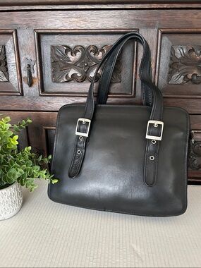 Black Leather Structured Women’s Briefcase Tote